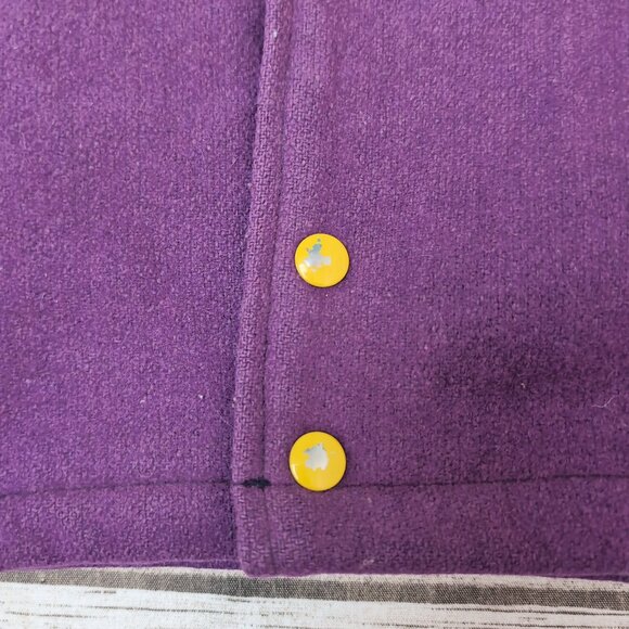 Vintage 1971 Varsity Letterman Jacket Purple Wool Leather Sleeves – Men’s 38 - Picture 2 of 13